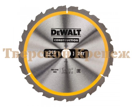 Диск пильный по дереву DEWALT CONSTRUCTION 315х30 24z ATB 5°