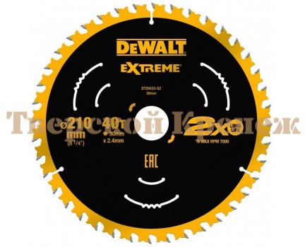 Диск пильный по дереву DEWALT EXTREME 210х30 40z ATB 7° 1.80 мм