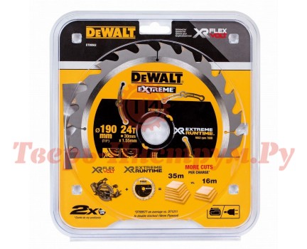 Диск пильный DEWALT EXTREM RUNTIME FlexVolt 190х30 24z ATB 25° Диск пильный DEWALT EXTREM RUNTIME FlexVolt 190х30 24z ATB 25°