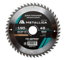Диск пильный по дереву METALLICA Optima 190x30/20/16х2.4х48z