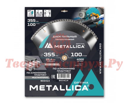 Диск пильный по алюминию METALLICA Optima 355x25.4х3.2х100z Диск пильный по алюминию METALLICA Optima 355x25.4х3.2х100z