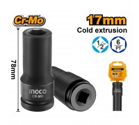 Головка торцевая глубокая ударная INGCO 1/2" 17 мм