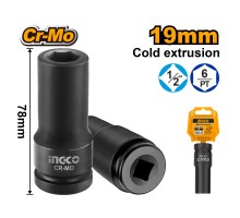 Головка торцевая глубокая ударная INGCO 1/2" 19 мм