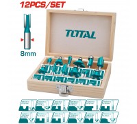 Набор фрез по дереву TOTAL Ø8 мм 12 шт