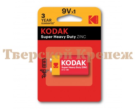 Батарейки Kodak 6F22-1BL SUPER HEAVY DUTY Zinc [K9VHZ-1B]