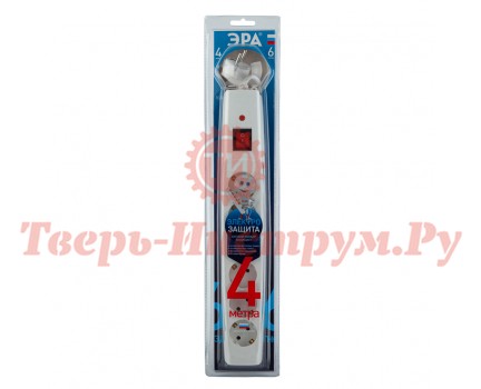 Сетевой фильтр ЭРА SFX-6es-4m-W с надежной защитой с заземлением Сетевой фильтр ЭРА SFX-6es-4m-W с надежной защитой с заземлением