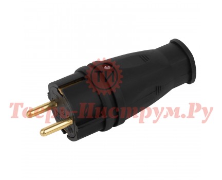 Вилка каучуковая прямая ЭРА VX10-B-IP44 16А черная 