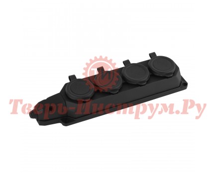 Колодка каучуковая ЭРА K-4e-B-IP44 16A заземление 4 розетка черная Колодка каучуковая ЭРА K-4e-B-IP44 16A заземление 4 розетка черная
