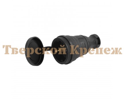 Розетка каучуковая прямая ЭРА R8-B-IP44 16A заземление черная Розетка каучуковая прямая ЭРА R8-B-IP44 16A заземление черная