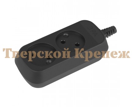 Колодка ЭРА KX-2-B 2 розетки без зазeмления черная Колодка ЭРА KX-2-B 2 розетки без зазeмления черная