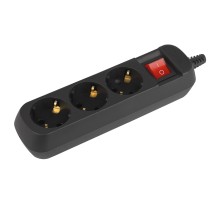 Колодка ЭРА KX-3es-B 3 розетки с заземлением с выключателем черный