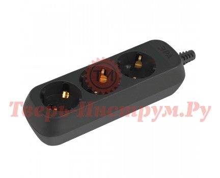 Колодка ЭРА KX-3e-B 3 розетки с зазeмлением черная Колодка ЭРА KX-3e-B 3 розетки с зазeмлением черная