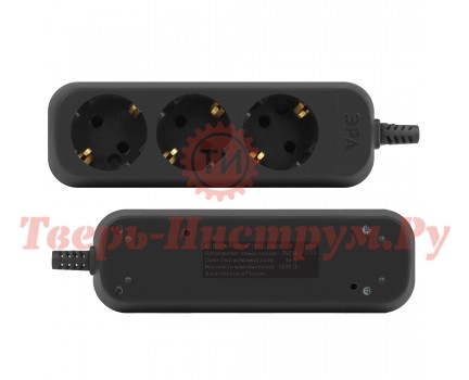Колодка ЭРА KX-3e-B 3 розетки с зазeмлением черная Колодка ЭРА KX-3e-B 3 розетки с зазeмлением черная