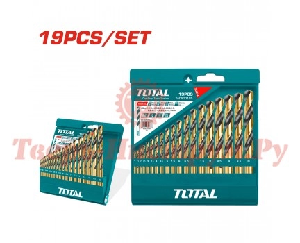 Набор сверл по металлу TOTAL 19 шт HSS Набор сверл по металлу TOTAL 19 шт HSS