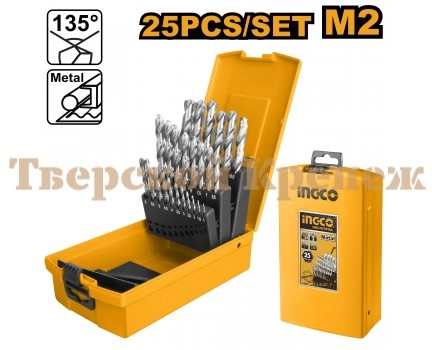Набор сверл по металлу INGCO HSS 25 шт Набор сверл по металлу INGCO HSS 25 шт