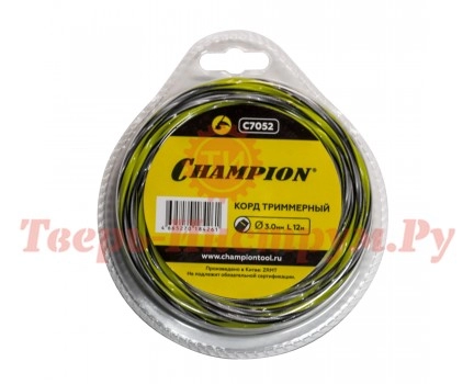 Леска триммерная витой квадрат CHAMPION TORNADO 3.0 12 м Леска триммерная витой квадрат CHAMPION TORNADO 3.0 12 м