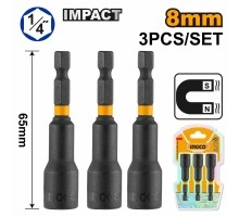 Насадка торцевая на шуруповерт INGCO 1/4" 8 мм 3 шт