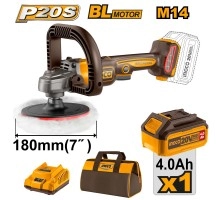 Полировка аккумуляторная INGCO 20В, 180 мм, BL, 1х4.0 Ач