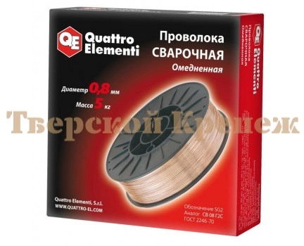 Проволока сварочная омедненная QUATTRO ELEMENTI 0.8 мм 5 кг Проволока сварочная омедненная QUATTRO ELEMENTI 0.8 мм 5 кг