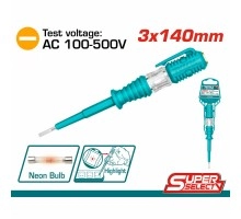 Отвертка индикаторная TOTAL SL-3 140 мм 100-500 в