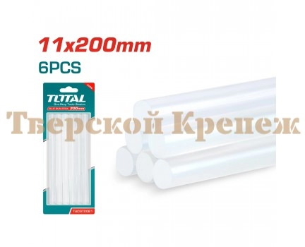 Клей для пистолета прозрачный TOTAL 11х200 6 шт Клей для пистолета прозрачный TOTAL 11х200 6 шт
