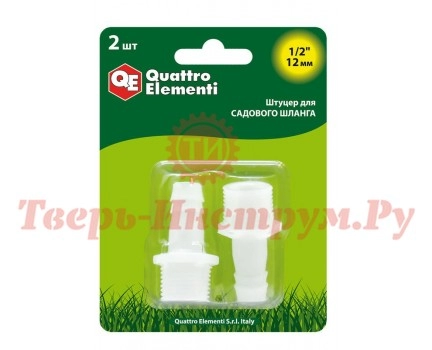Штуцер для шланга елочка пластик QUATTRO ELEMENTI 1/2"-12 мм Штуцер для шланга елочка пластик QUATTRO ELEMENTI 1/2"-12 мм