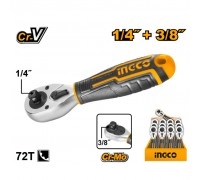 Вороток трещоточный короткий INGCO 1/4"+ 3/8"
