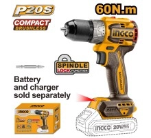 Аккумуляторная дрель INGCO 20B, 60 Нм Li-ion