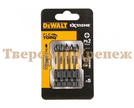 Биты ударные DEWALT IMPACT Torsion PH2 50 мм 5 шт Биты ударные DEWALT IMPACT Torsion PH2 50 мм 5 шт