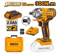 Гайковерт аккумуляторный INGCO 20В, 300 Нм, 1/2", BL, 2х2.0 Ач