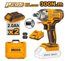 Гайковерт аккумуляторный INGCO 20В, 300 Нм, 1/2", BL, 2х2.0 Ач