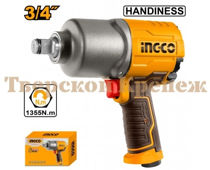 Пневмогайковерт ударный INGCO 3/4", 1355 Hm Пневмогайковерт ударный INGCO 3/4", 1355 Hm