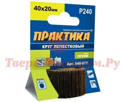 Круг лепестковый с оправкой ПРАКТИКА 40х20мм P240 Круг лепестковый с оправкой ПРАКТИКА 40х20мм P240