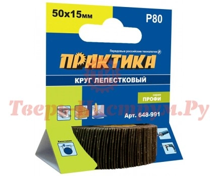 Круг лепестковый с оправкой ПРАКТИКА 50х15мм P80 Круг лепестковый с оправкой ПРАКТИКА 50х15мм P80