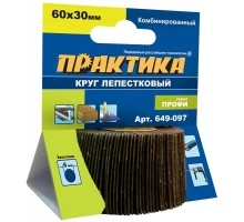 Круг лепестковый с оправкой комбинированный ПРАКТИКА 60х30 мм