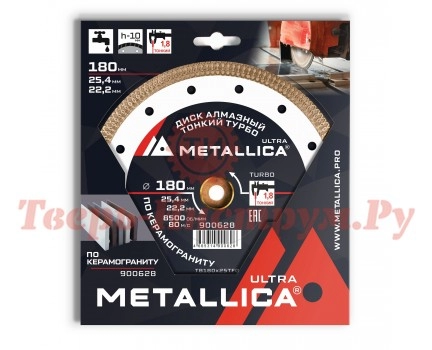 Диск алмазный турбированный METALLICA Ultra Thin 180x25.4/22 мм Диск алмазный турбированный METALLICA Ultra Thin 180x25.4/22 мм