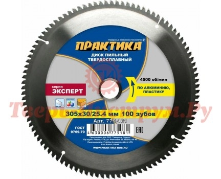 Диск пильный по алюминию ПРАКТИКА 305х30/25.4 z100 Диск пильный по алюминию ПРАКТИКА 305х30/25.4 z100
