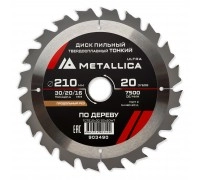 Диск пильный по дереву METALLICA Ultra Thin 210x30/20/16х1.8х20z