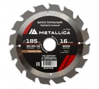 Диск пильный по дереву METALLICA Ultra 185x30/20/16х2.4х16z