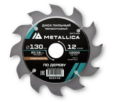 Диск пильный по дереву METALLICA Optima 130x20/16х2.4х12z
