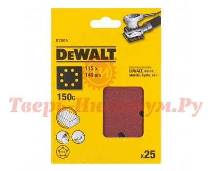 Шлифлисты прилипные DEWALT 115х140 мм 150G 25 шт Шлифлисты прилипные DEWALT 115х140 мм 150G 25 шт