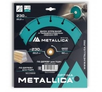 Диск отрезной по дереву METALLICA Optima 230x22 мм #60