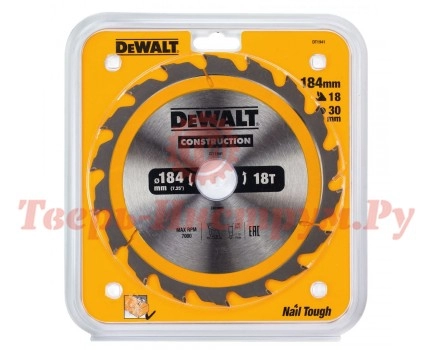 Диск пильный по дереву DEWALT CONSTRUCTION 184х30 18z ATB 20° Диск пильный по дереву DEWALT CONSTRUCTION 184х30 18z ATB 20°