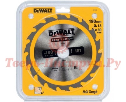 Диск пильный по дереву DEWALT CONSTRUCTION 190х30 18z ATB 20° Диск пильный по дереву DEWALT CONSTRUCTION 190х30 18z ATB 20°