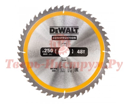 Диск пильный по дереву DEWALT CONSTRUCTION 250х30 48z ATB 10° Диск пильный по дереву DEWALT CONSTRUCTION 250х30 48z ATB 10°