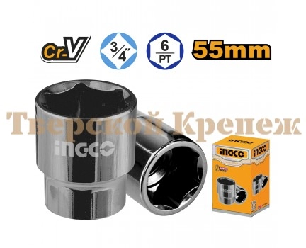 Головка торцевая INGCO 3/4" 55 мм Головка торцевая INGCO 3/4" 55 мм