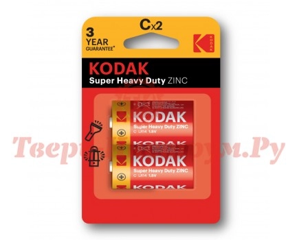 Батарейки Kodak R14-2BL SUPER HEAVY DUTY Zinc [KCHZ-2]