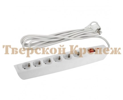 Сетевой фильтр ЭРА SFX-6es-2m-W с надежной защитой с заземлением Сетевой фильтр ЭРА SFX-6es-2m-W с надежной защитой с заземлением