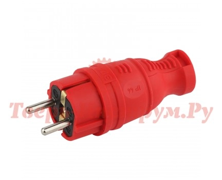 Вилка каучуковая прямая ЭРА V8-R-IP44 16A IP44 красная Вилка каучуковая прямая ЭРА V8-R-IP44 16A IP44 красная