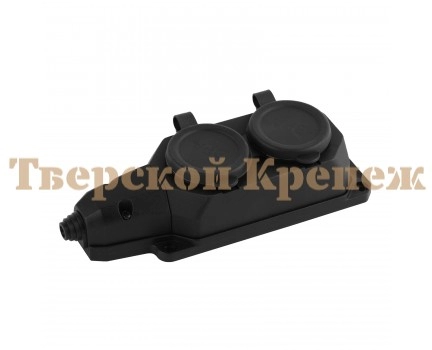 Колодка каучуковая ЭРА K-2e-B-IP44 16A заземление 2 розетка черная Колодка каучуковая ЭРА K-2e-B-IP44 16A заземление 2 розетка черная